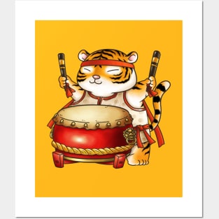 Cute CNY Year of the Tiger Drumer Posters and Art